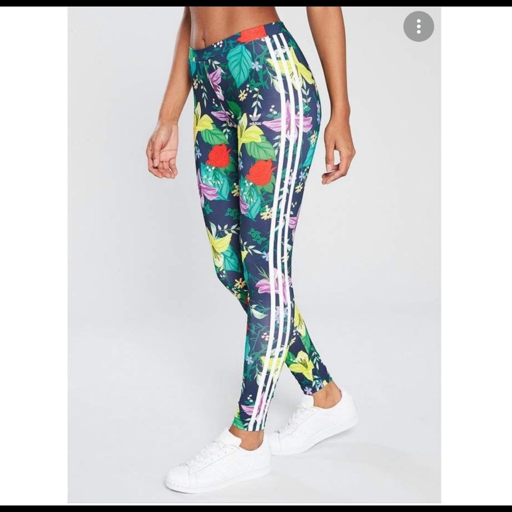 adidas Originals Floral Printed Sold Out Leggings Three Stripe Multicolor